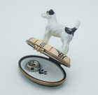 New French Limoges Trinket Box Cute Jack Russell Terrier Dog Puppy w Doggy Dish — photo 6