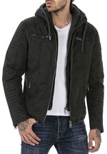 Redbridge Herren Jacke Übergangsjacke Bikerjacke abnehm Sweat- Kapuze 2in1 Look
