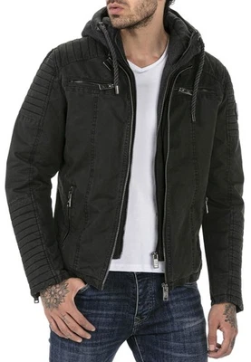 Redbridge Herren Jacke Übergangsjacke Bikerjacke abnehm Sweat- Kapuze 2in1 Look - Bild 1 von 4