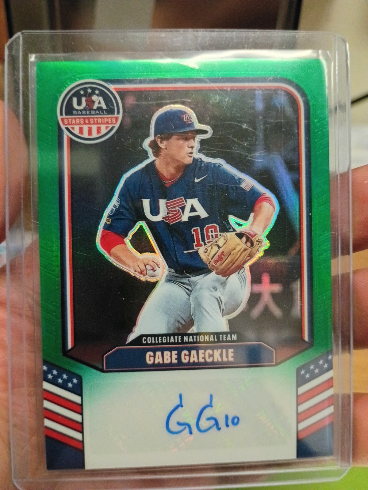 2026 Panini prizm Stars Stripes Gabe Gaeckle Green Prizm Auto