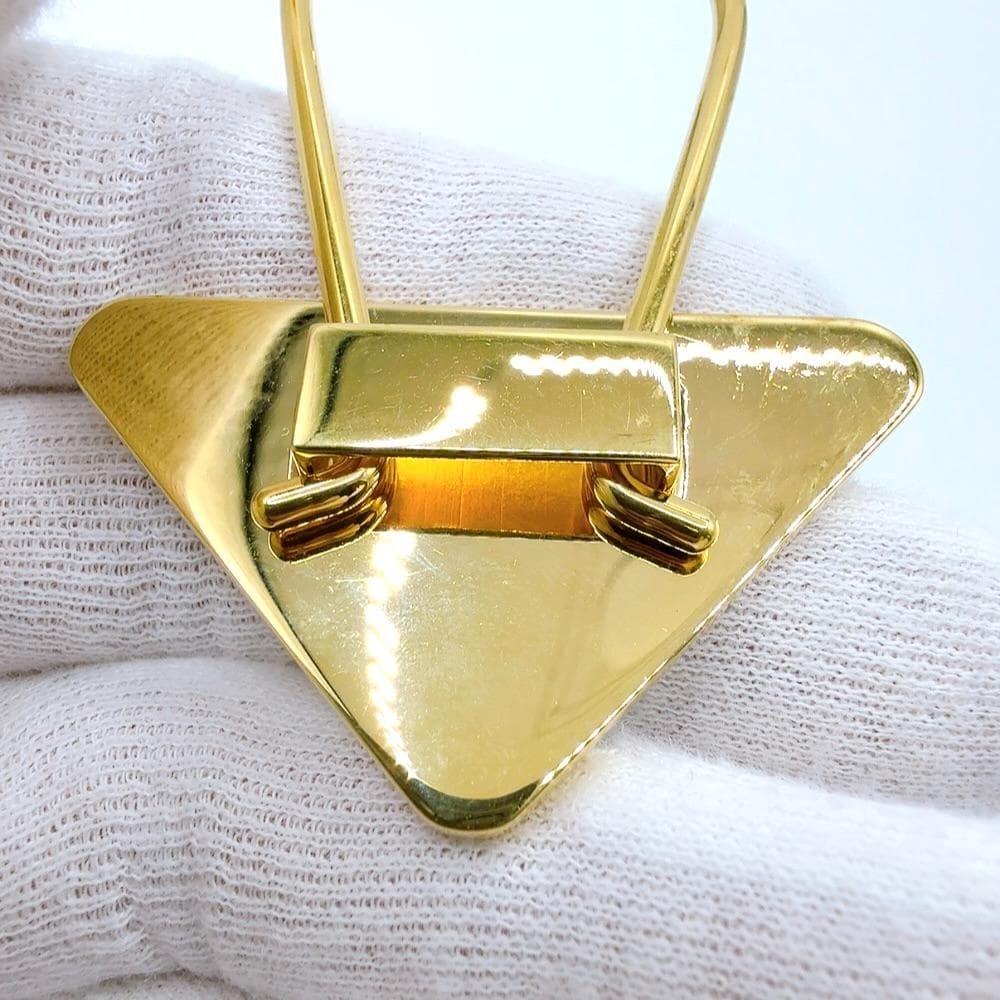 Prada Triangle Plate Keychain Key Ring 1PS063 GP … - image 4