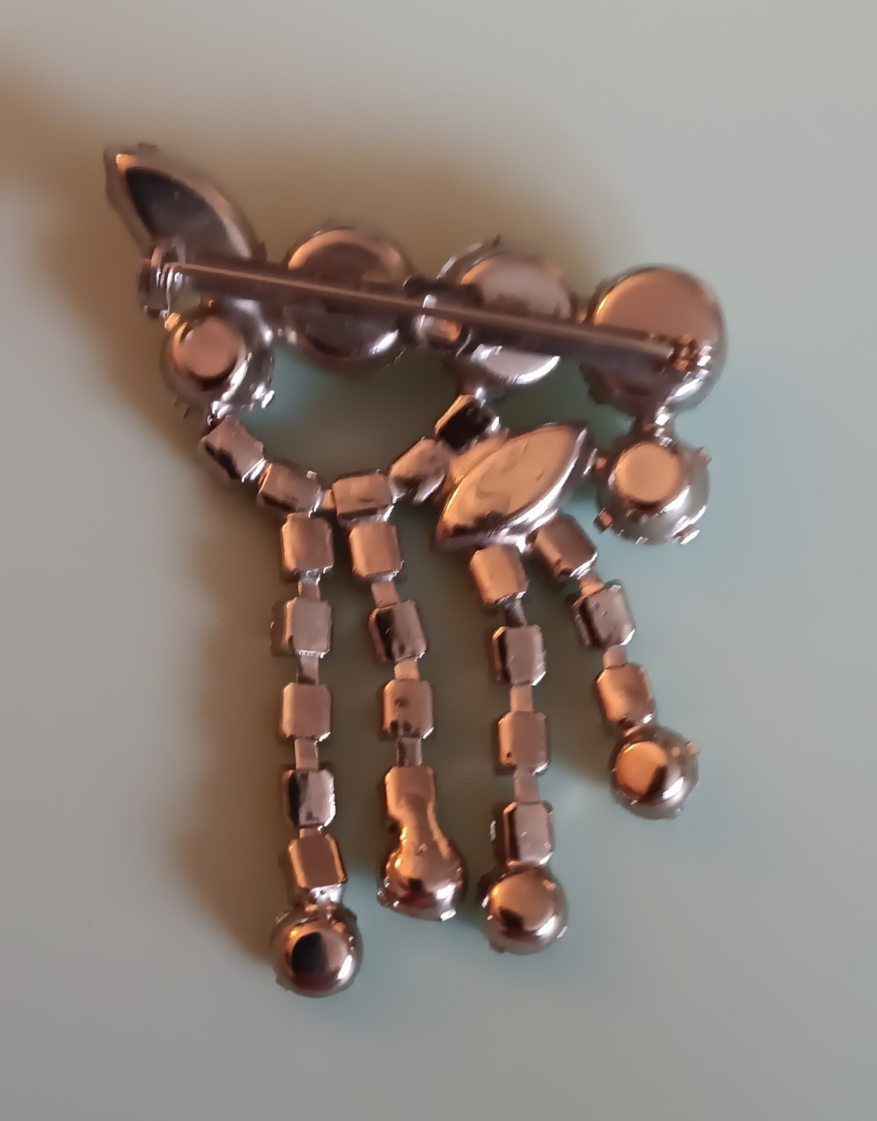 Vintage Statement Rhinestone Dangling Brooch Pin - image 2