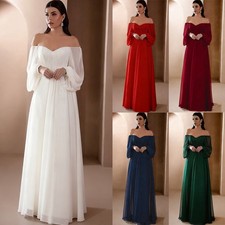 UK Women Formal Chiffon Dress Long Maxi Evening Party Summer Bridesmaids Wedding