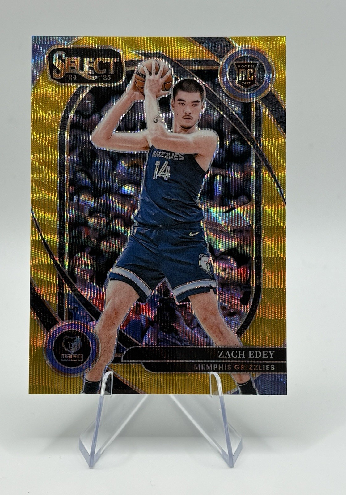 2024-25 Panini Select Zach Edey #280 Gold Wave Prizm RC Rookie Courtside /10