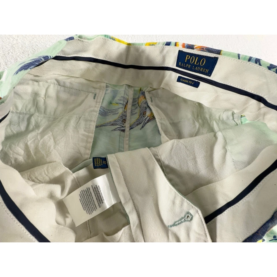 Мужские шорты Polo Ralph Lauren 32 цвет зеленый бирюзовый цвет рыба лен хлопковая смесь эксклюзивные - Изображение 3 из 4