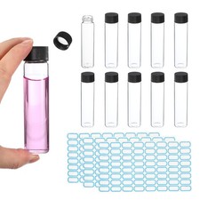 50ml Clear Glass Vials, 10 Pack Sample Vials Reagent Media Bottle with Labels