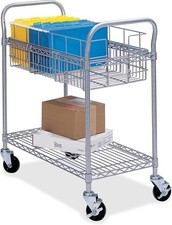 Safco 5235GR Wire Mail Cart Holds 75 Legal Folders, Sold Separately, Gray, 24"