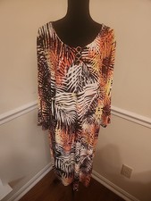 Tacera Multicolored Palm  3/4 Sleeve Women's Sz 3X