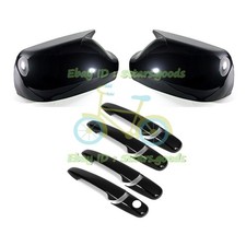 Glossy Pure Black Side Ox Horn Mirror Door Handle Cover Trim For 04-09 Mazda 3