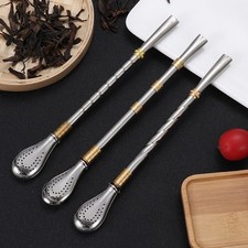 Stainless Steel Straw Spoon 20cm Drinking Utensil for Beverages Cocktails