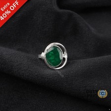 925 Silver Oval Green Onyx Stone Wife Birthday Band Statement Ethnic New Ring