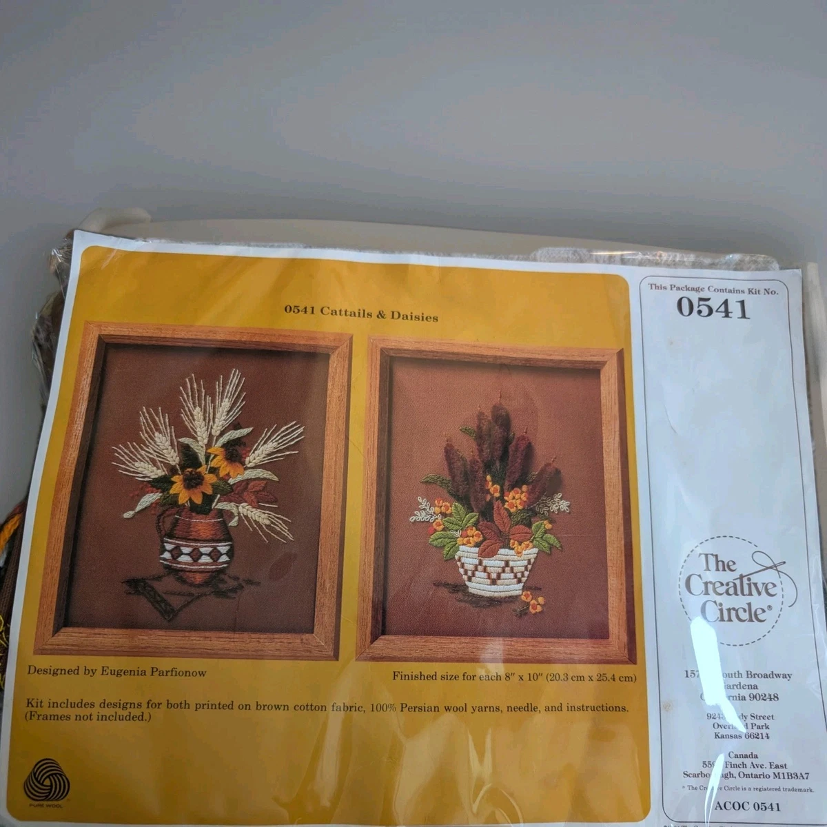 Broderie Crewel Vintage 1982 - Coucher De Soleil - Encadrée (15x19 Pouces) Sunset Designs
