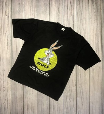 Vintage Warner Bros T-Shirt 1999 Bugs Bunny Golf Men Size XL Black