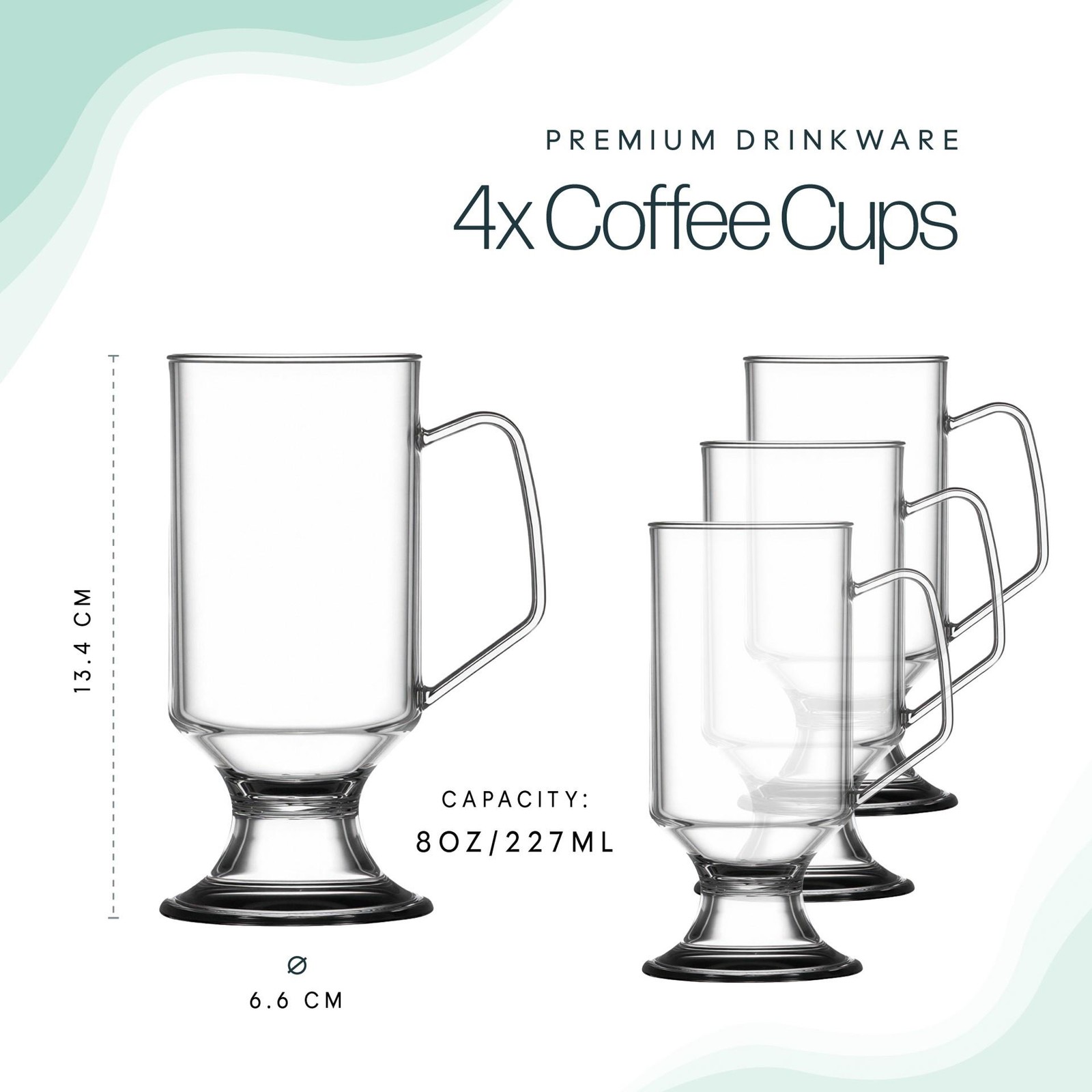 Leisurewize Pack of 4 Clear Coffee Cup 8oz  Caravan Motorhome LW793