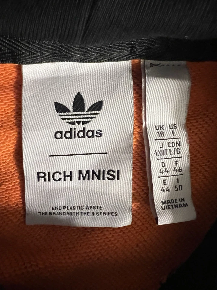 Adidas Originales RICH MNISI Pullover Sudadera con Capucha Naranja Estampado Guepardo Talla L Foto 4 de 4