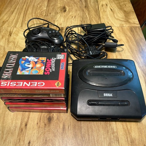 Sega Genesis System Model 2 Console Complete w/ Sonic Vikings Bundle Tested