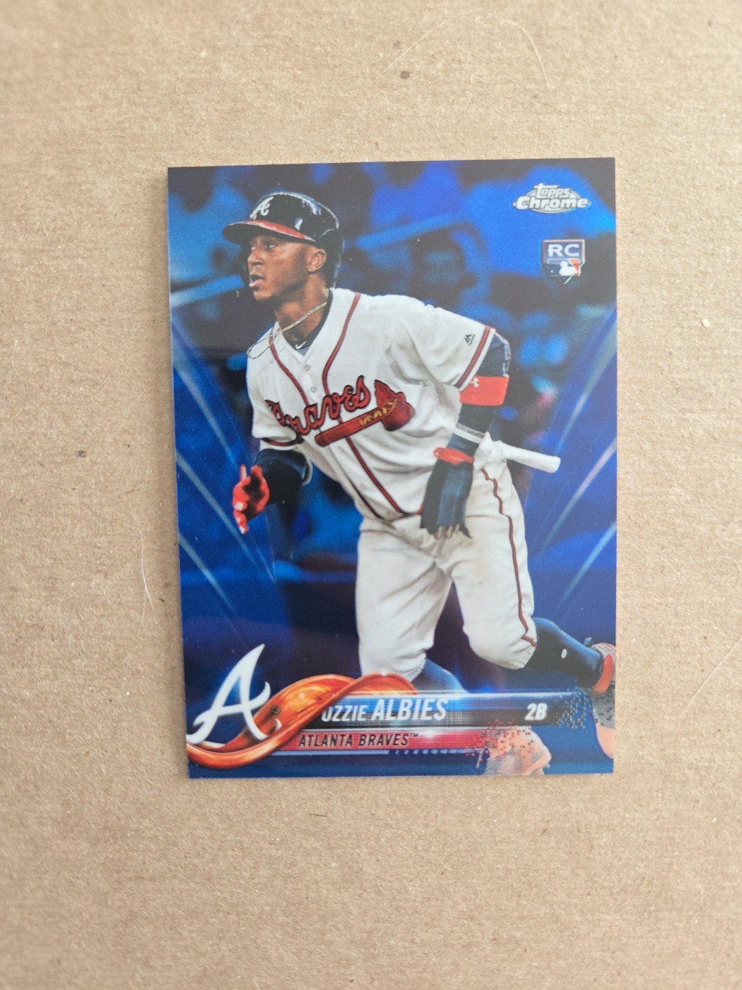 2018 Topps Chrome - Ozzie Albies #72 Blue Refractor /150 (RC)