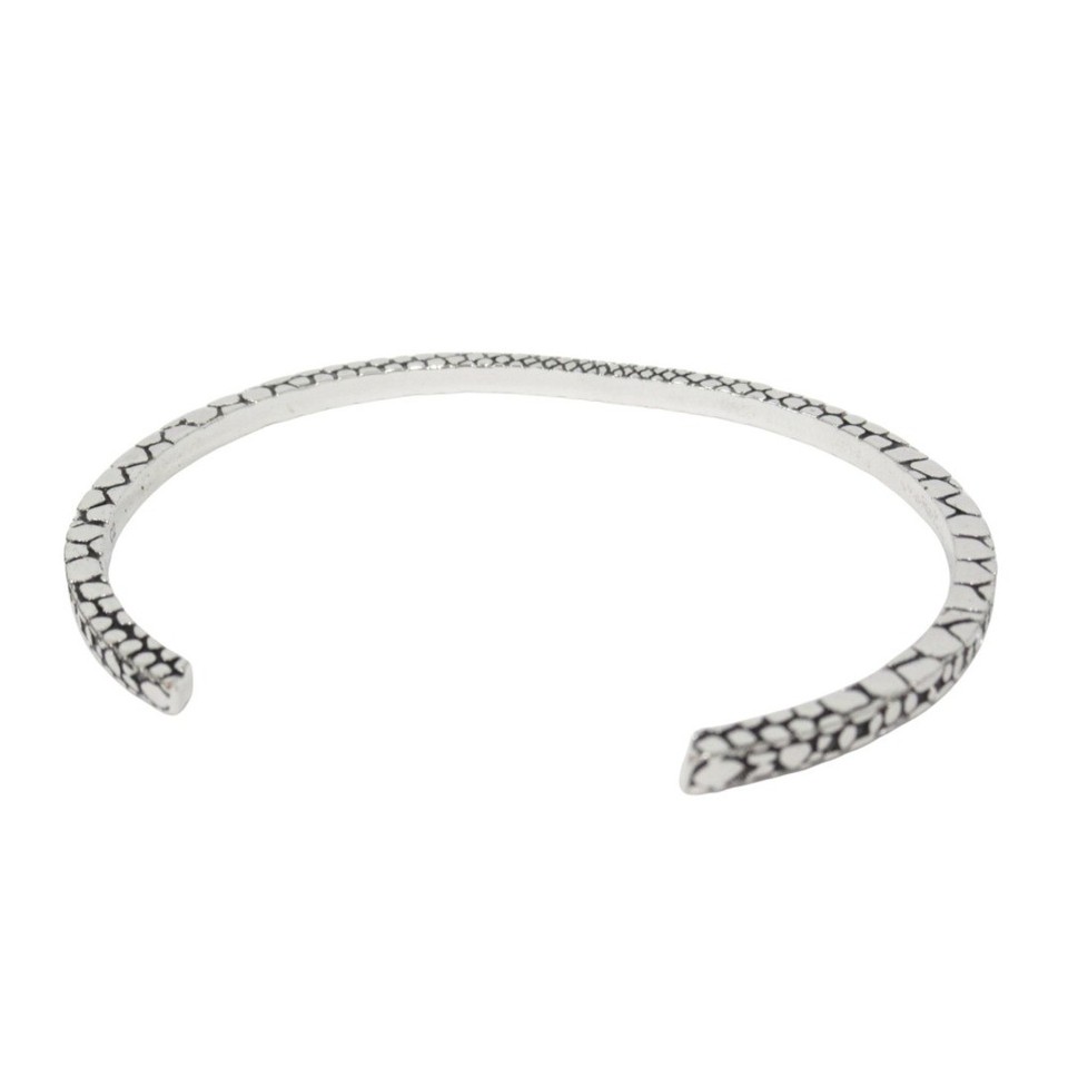 S Pattern Geometry CELINE Bracelet Silver-tone Open Cuff Geometric Scale Pattern Inner Cir ...
