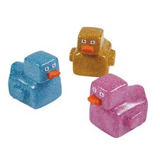 2 1/2" x 1 3/4" Bright Color Glitter Cube Rubber Ducks - 12 Pc.