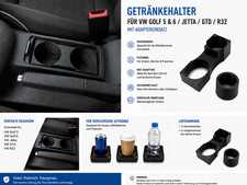 Getr&auml;nkehalter f&uuml;r VW Golf 5 & 6 / Jetta / GTD / R32&ndash; Einsatz f&uuml;r die Mittelkons