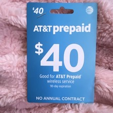 AT T Prepaid 40 Wireless Service Phone Card 90-Day Expiration Minutes  Data