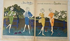 1961 Women's Joan Miller Signature Fabrics Dresses Vintage Fashion Art Ad