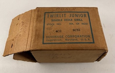 Vintage Twirlit Junior Single Hole Punch 9/32 Duvinage Corp USA w Box
