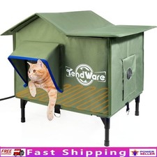 Heated Outdoor Cat House Weatherproof Safe Windproof Two Exit Design Stray Cats