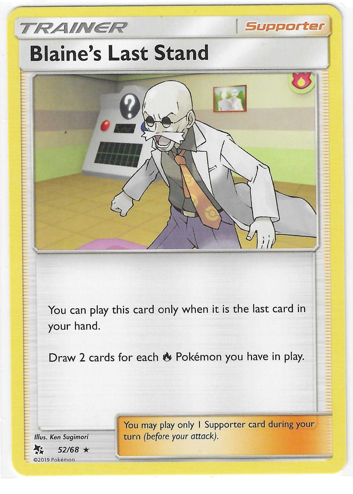 Pokemon HIDDEN FATES BLAINE'S LAST STAND RARE 52/68 NM/Mint