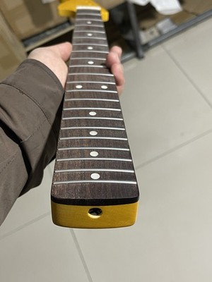 Reverse headstock 21frets yellow Maple Electric guitar neck jazzmaster hole 8mm，