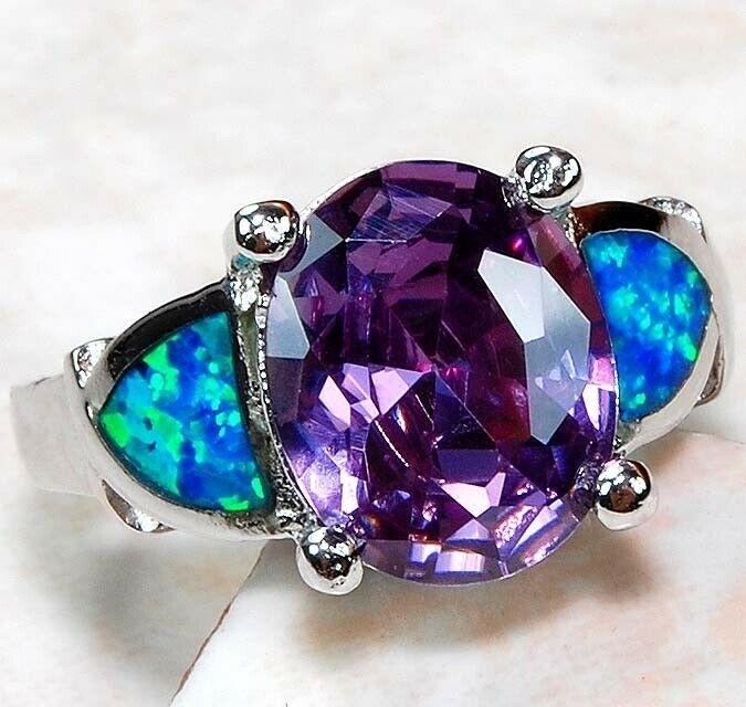 2CT Amethyst 925 Solid Sterling Silver Ring Sz 6 GA4-3