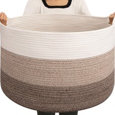 Extra Large Storage Basket, 24" x 15" Woven Blanket Storage for Living Room, ...