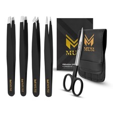 Eyebrow Tweezers Set with Eyebrow Scissors   4 1 Stainless Steel Tweezers for...