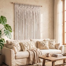 Macrame Curtain Wall Hanging Boho Beaded Tapestry Curtain for Closet Doorway ...