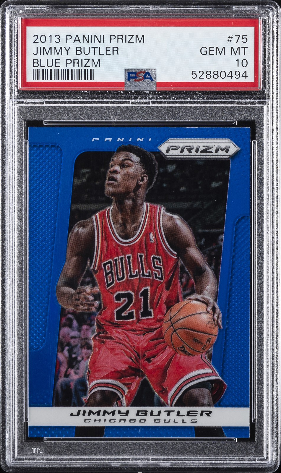 2013 PANINI PRIZM BLUE PRIZM #75 JIMMY BUTLER PSA 10