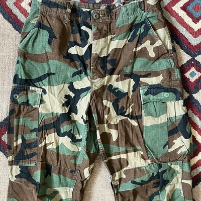 Vintage 80s US Army Military Hot Weather Woodland Camo Cargo