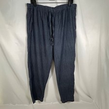 Eileen Fisher Airy Organic Cotton Twill Tapered Drawstring Pants Medium Indigo