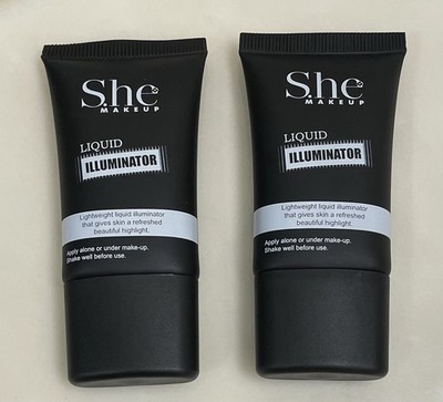 LOT of 2 SHE Makeup Liquid Face Illuminator Tubes Highlighter Glow Liquid Blend