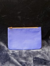 Ipsy Cosmetics Glam Bag Blue/White Colorblock With Coral Zipper And Lining New