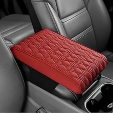 Center Console Cover, 12.6" 8.3" 2" Leather Armrest Cover, Soft Memory Wine Red