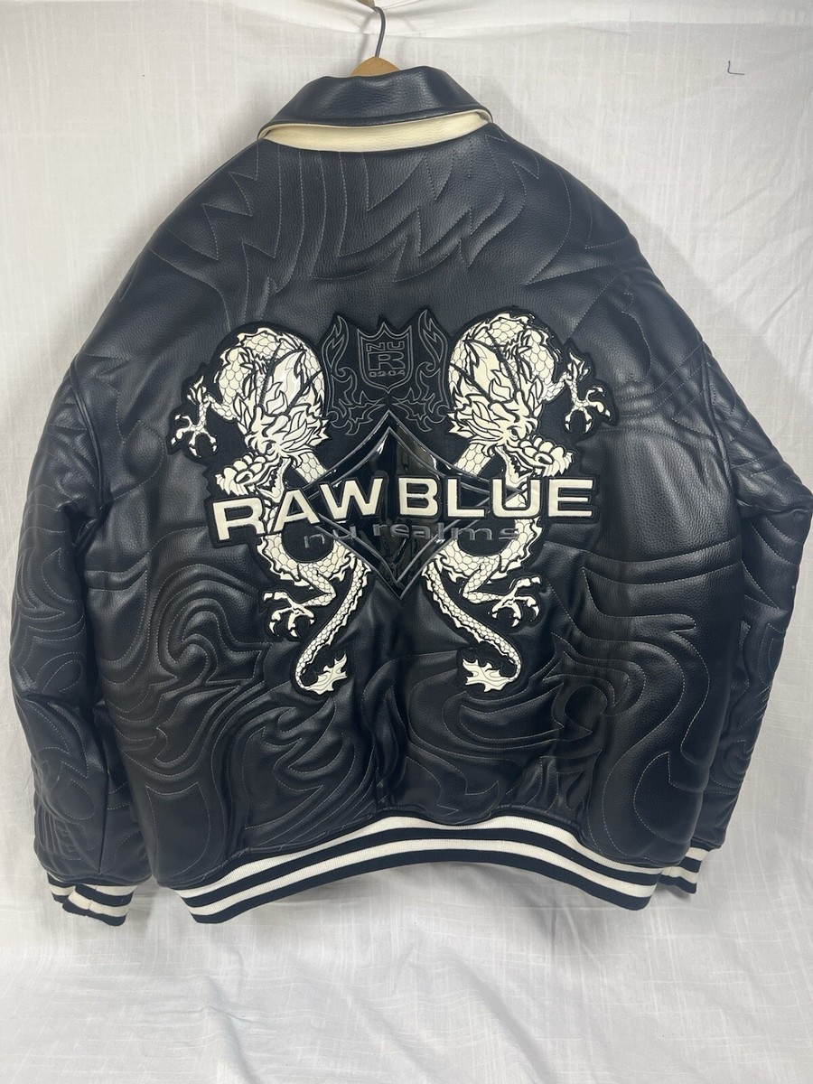 RAW BLUE Leather Jacket 2XL