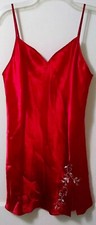 DELICATES WOMENS RED ROSE Lingerie Satin FLORAL Nightgown Slip NIGHTIE MEDIUM LN