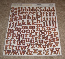 Creative Imaginations Artistic Scrapper Lower Case Wood Look Alphabet  Sticker