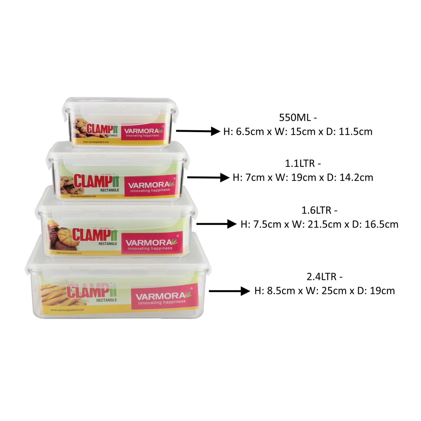 Food Storage Containers Clip Lock Plastic Airtight Lunch Boxes Kitchen