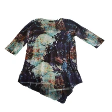 Inoah Tunic Top Womens Small Purple Asymmetric Wearable Artwork Boho Made in USA