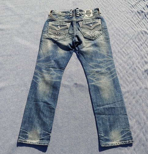 Jeans uomo Rock Revival blu STAN 32 dritto invecchiato in fabbrica nuovo senza etichette - Foto 3 di 14
