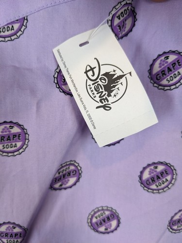 New NWT Disney Parks Pixar Up Purple Grape Soda Men's Button Up Shirt S Small - Picture 6 of 6