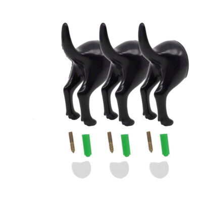 3pcs/set Dog Tail Safe Black Wall Lead Hook Home Coat Key Towel