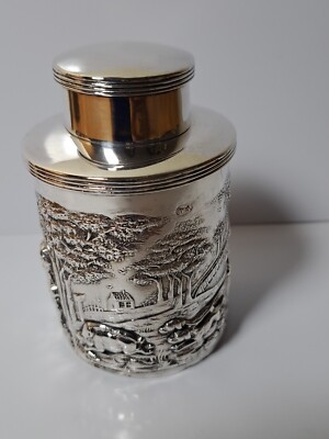 Antike Teedose Silber geprägt Chester1898 William Aitken 115g