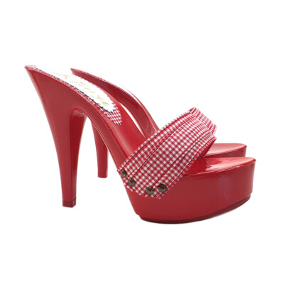 Mule with 13cm heel and Pin Up band K9601 RED PINUP UK - Main Image